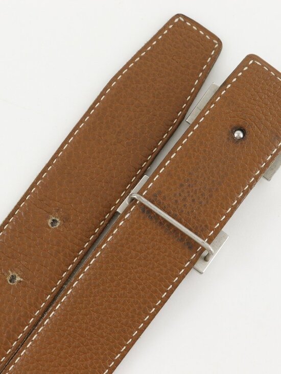 HERMES H belt 85 belt reversible Black / Brown Calfskin unisex main image 11